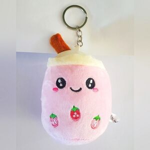 New Strawberry Boba Plush Keychain